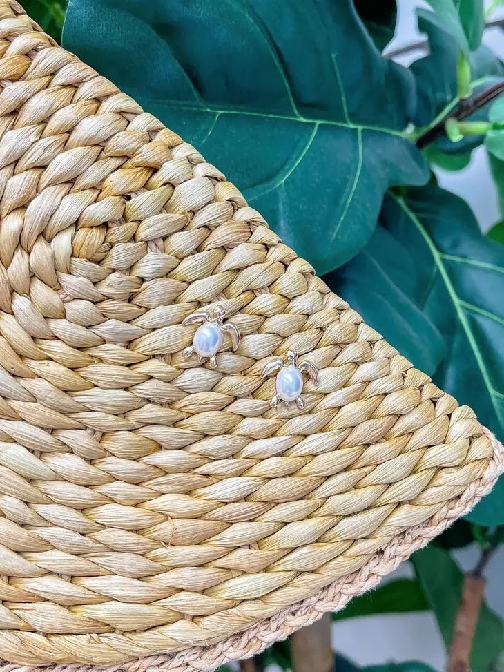 PREORDER: Pearl Turtle Stud Earrings in Two Colors
