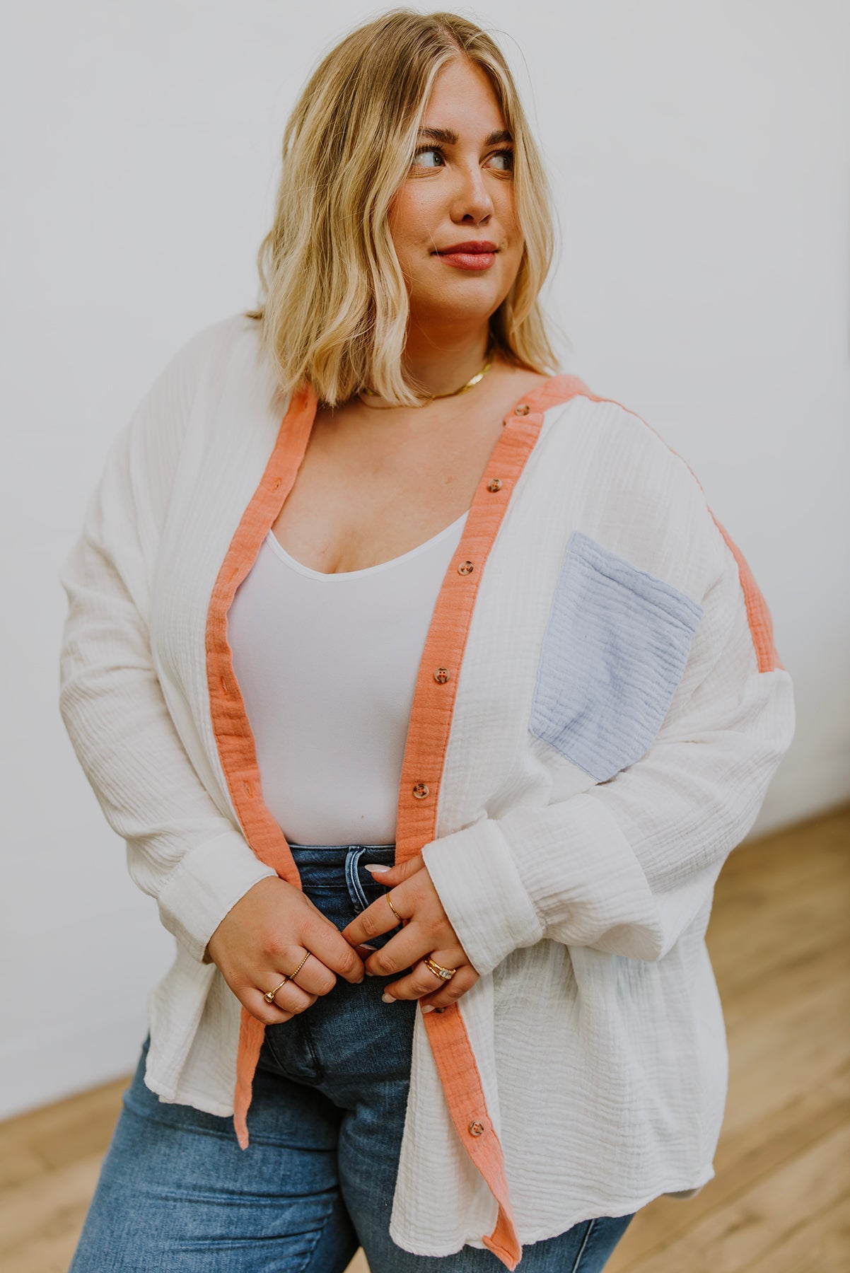 Easy To Love Colorblock Button Up