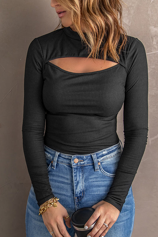 Cutout Slim Fit Long Sleeve Shirt