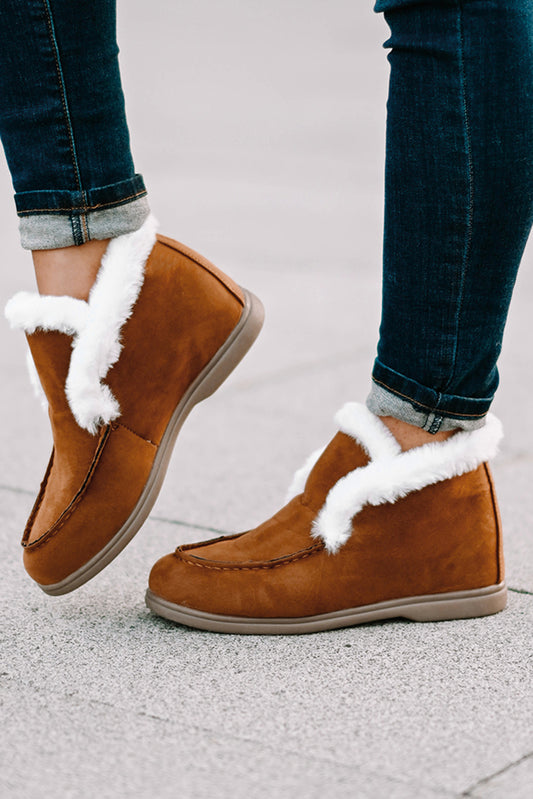Casual Plush Fur Suede Ankle Boot for Women