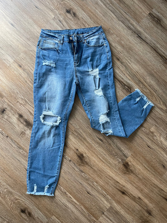 High Waist Rip Jeans SIZE LARGE